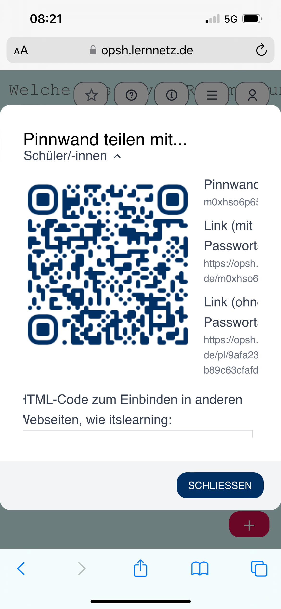 QR Code Pinnwand