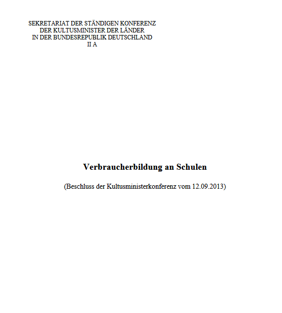 KMK Verbraucherbildung 