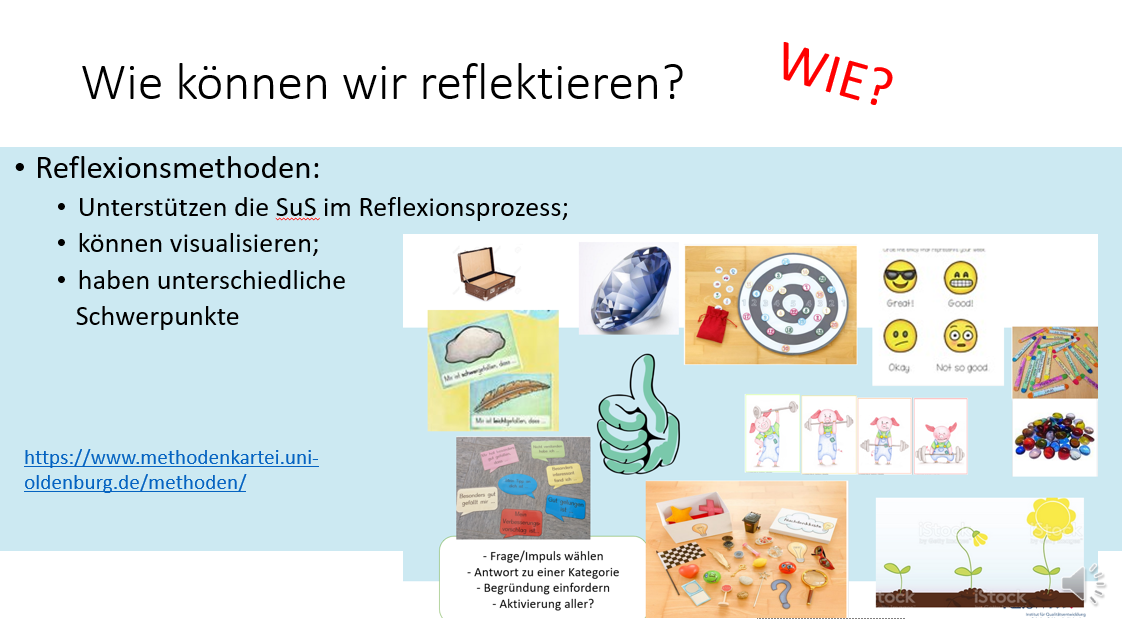 Das Nachdenken über die eigenen Lernhandlungen im Unterricht muss organisiert werden. SuS müssen lernen, über Lernen nachzude